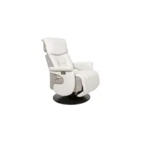 fauteuil relaxation en cuir et tissu indiana coloris gris/gris clair, pieds coloris noir