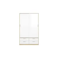 armoire 2 portes 4 tiroirs lake coloris blanc/chêne sonoma