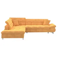 canapé d'angle convertible 4 places en tissu twin coloris jaune
