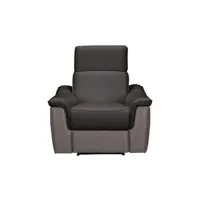 fauteuil relaxation en cuir milton coloris anthracite/gris clair