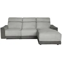 canapé d'angle droit relaxation électrique  4 places night coloris gris clair/gris foncé