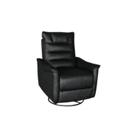 fauteuil relaxation électrique  et pivotant en cuir jackson coloris noir