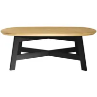table basse ovale nell en pin massif coloris pin et noir