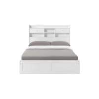 lit adulte avec rangements 140x190 cm anissa coloris blanc
