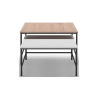 table basse carrée fiorenza coloris chêne/ blanc