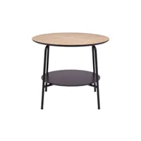 table basse ronde lomoco kyoto coloris noir et bois