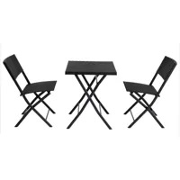 ensemble table + 2 chaises patio coloris noir