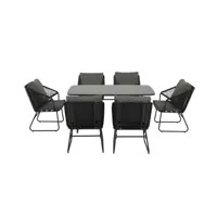 table + 6 chaises de jardin paros coloris noir