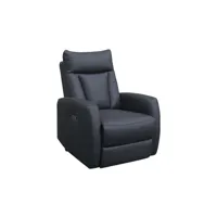 fauteuil relaxation électrique  et pivotant en cuir barry coloris noir