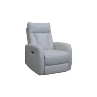 fauteuil relaxation électrique  et pivotant en cuir barry coloris blanc