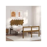 cadre de lit tête de lit marron miel petit double bois massif