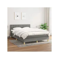 lit à sommier tapissier avec matelas gris foncé 140x200cm tissu