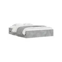 supersleep lit bois cadre de lit avec tiroirs gris béton 140x200cm bois d'ingénierie 203x143x33cm