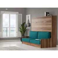 lit escamotable horizontal 140x190 avec canapé tissu kalian-coffrage frêne 3d-façade frêne 3d-canapé gris clair