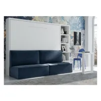lit escamotable 140x200 avec canapé tissu logia-canapé violet-structure et façade cambrian-version lit+canapé+étagère