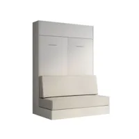 armoire lit escamotable dynamo sofa blanc mat canapé polyuréthane blanc cassé 140*200 cm 20100893188