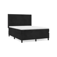 clicnbuy - lits & cadres de lit - lit à sommier tapissier avec matelas noir 140x200 cm velours