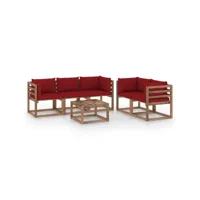 salon de jardin 6 pcs  salon d'extérieur  ensemble meuble de jardin  avec coussins rouge bordeaux nvci528889