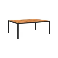 table de jardin 200x150x75 cm acacia et résine tressée noir