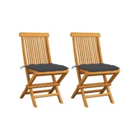 chaises de jardin avec coussins anthracite 2 pcs bois de teck 2