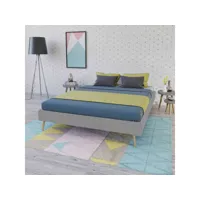lit en bois avec tissu gris clair 160x200 - lt14010