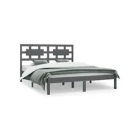 clicnbuy - lits & cadres de lit - cadre de lit gris bois de pin massif 140x200 cm