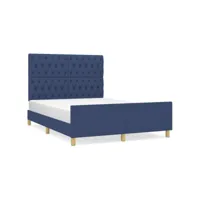 supersleep - tête de lit inclus - cadre de lit bleu 140x200cm tissu 203x146x118/128cm