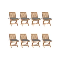 chaises pliables de jardin avec coussins 8 pcs teck solide 34