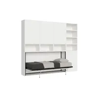 armoire lit escamotable horizontal 1 couchage 85 kando avec matelas composition e frêne blanc