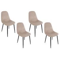 chaise de salle à manger en velours et métal noir (lot de 4) - aurelia