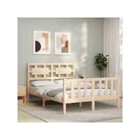 cadre de lit avec tête de lit 140x200 cm bois massif