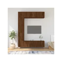 7 pcs ensemble de meubles tv - armoire télévision moderne  banc tv chêne marron bois d'ingénierie -neww69166