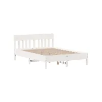 cadre de lit avec tête de lit blanc 120x200 cm bois pin massif