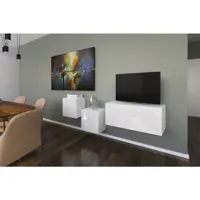 ensemble meuble tv next 263 an263-17w-hg21-1a blanc brillant 191 cm vivadiscount-7090