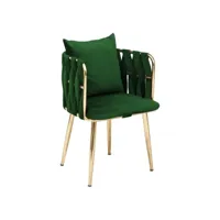 chaise avec accoudoir sawyer métal or et velours vert