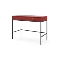table coiffeuse 104x68x78cm bordeaux meuble de maquillage bureau avec 2 tiroirs de rangement mono