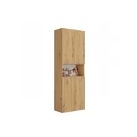 moby - armoire de salle de bain avec 2 paniers à ligne - rangement sdb - 174x60x30 -  meuble colonne - chêne