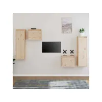 meubles tv 4 pcs  bancs tv armoires de rangement bois massif de pin meuble pro frco27663