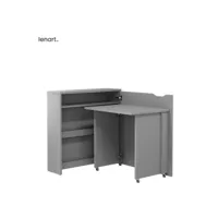 lenart bureau extensible avec rangement work concept slim cw02 p droit 90 cm gris
