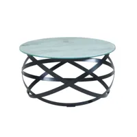 finebuy table basse de salon effet marbré 60x60x30 cm verre et metal  grande table de canapé ronde  design table d'appoint moderne