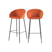 chaise de bar marquise orange corail h75cm (lot de 2)