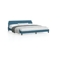 cadre de lit avec tête de lit bleu 200x200 velours