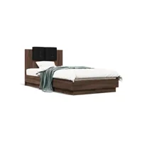 cadre de lit tête de lit chêne marron 90x190 bois ingénierie
