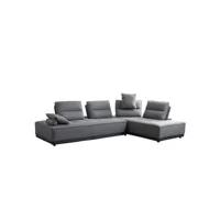 canapé d'angle modulable tissu gris - lounge