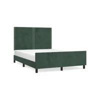 cadre de lit avec tête de lit vert foncé 140x200 cm velours