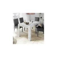 table de repas à allonge marbre blanc - burano - l 137-185 x l 90 x h 79 cm - neuf