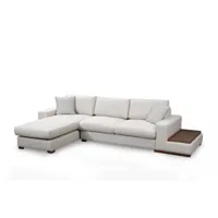 canapé d'angle gauche bout de canapé intégré arslan tissu beige