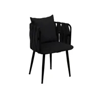 chaise avec accoudoir sawyer métal et velours noir