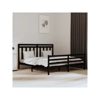 lit adulte contemporain  cadre de lit noir bois massif 180x200 cm super king