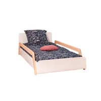 lit enfant avec barrières pixia   blanc et bois 90x190 cm